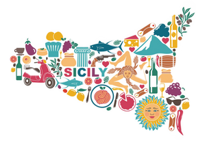 Illustrazione di una mappa della Sicilia